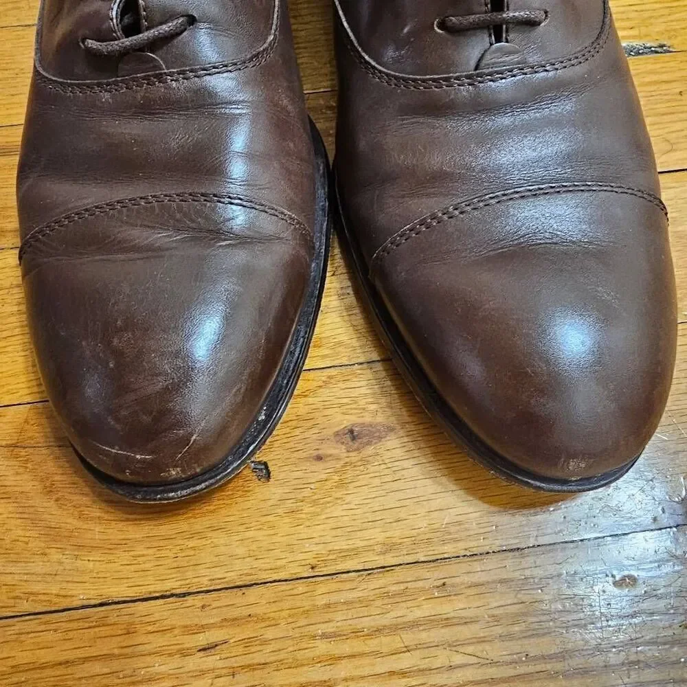 TOD'S Men's Brown Leather Oxford Cap Toe Lace Up Shoes Size 9